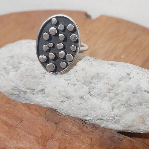 Handmade silver ring with 925 silver and oxidation blackening new