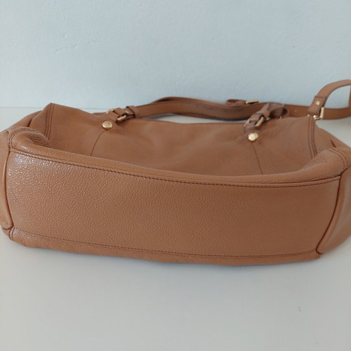 Nicoli leather women's handbag used, beige, large size