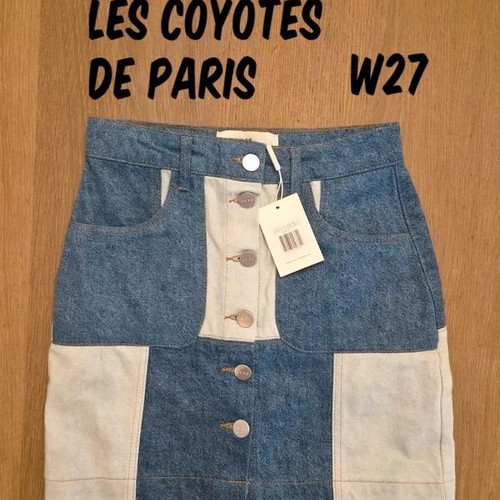 Les Coyotes de Paris Denim Patchwork Skirt W27, new with tags