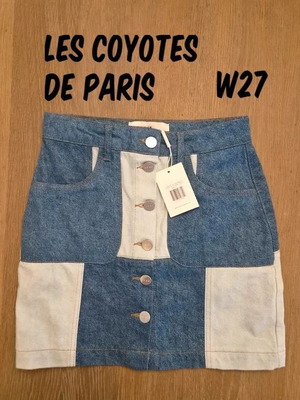 Les Coyotes de Paris Denim Patchwork Skirt W27, new with tags