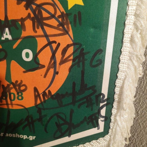 Panathinaikos BC 2014-15 signed collectible flag, like new