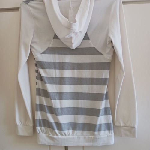 Women's Long Hoodie Shirt one size like new, white-gray