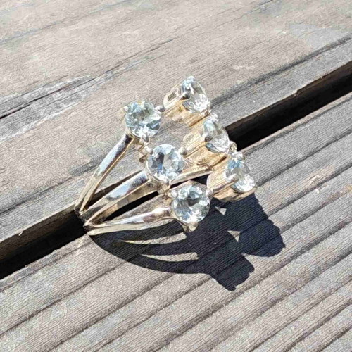 Silver ring with blue topaz