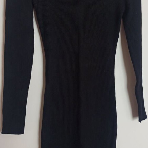 Black midi rib dress extra small, like new, viscose
