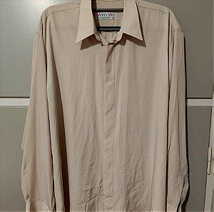 Πωλείται αντρικό πουκάμισο σατέν XL ανοικτού μπεζ χρώματος, μάρκας Mario Vieri