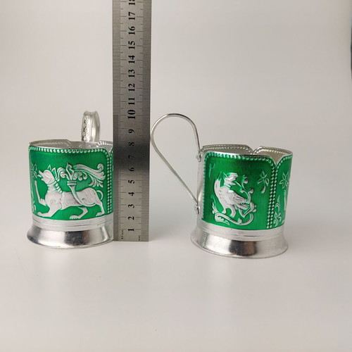 Set of 5 used USSR aluminum podstakanniki