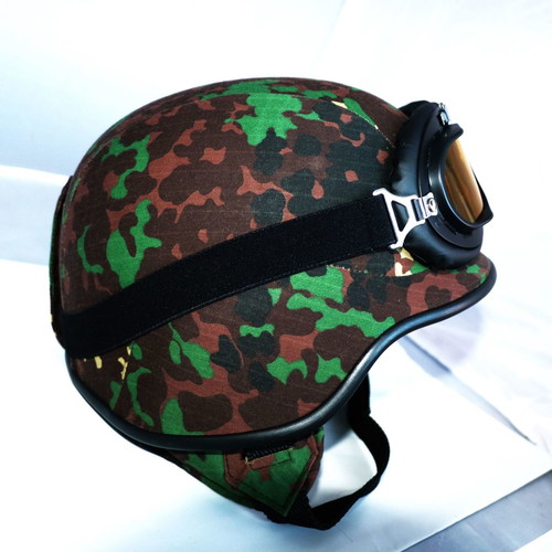 U.S.A Army replica motorcycle helmet with goggles, multi camouflage