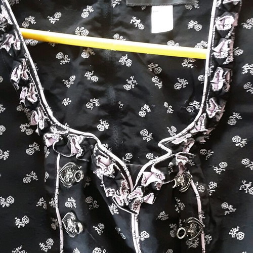 Ethnic dress like new with black and white flowers and pink details, size S