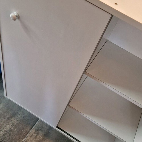 Cabinet with sliding doors and shelves, melamine