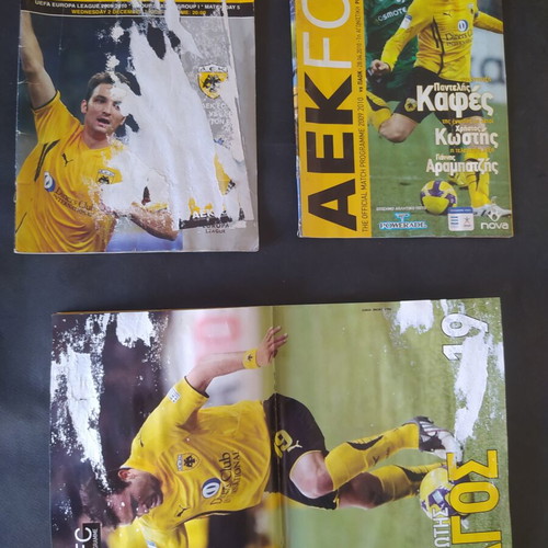 AEK match programmes used, pack of 3 with moisture