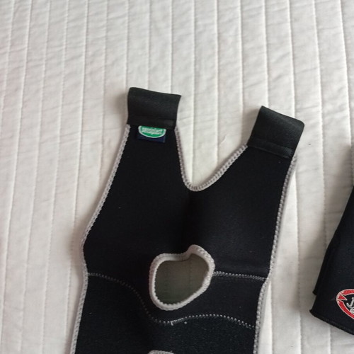 Sensiplast knee brace and John's left wrist orthopaedic splint