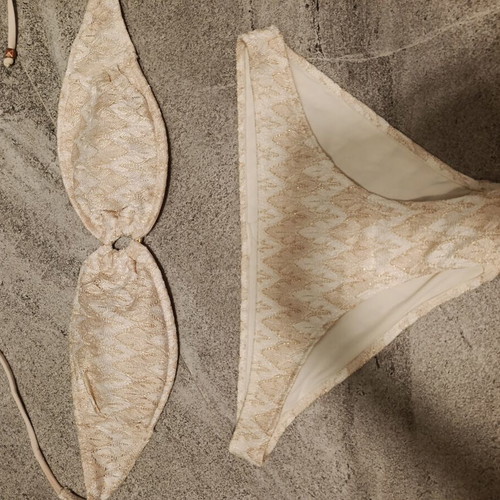 H&M white gold strapless bikini