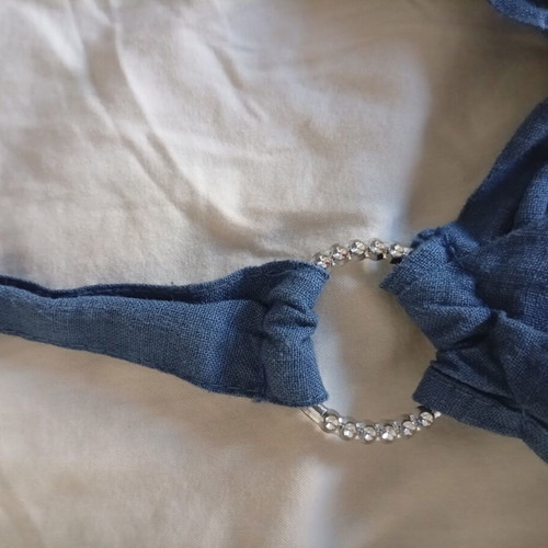 Linen dress with neck tie like new, size S, blue