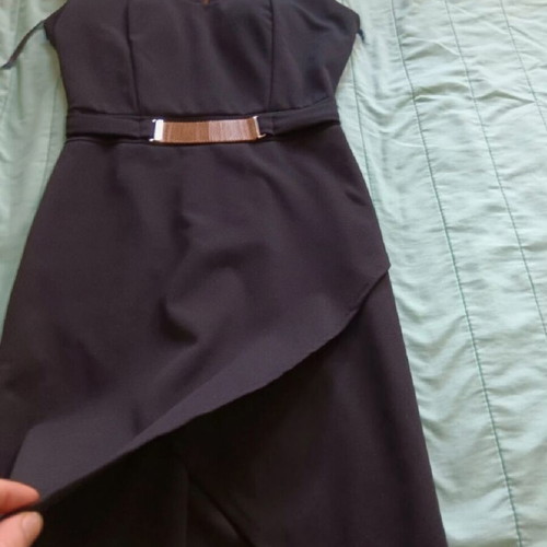 Black fitted dress like new with gold details, size S