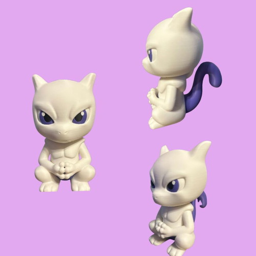 Chibi Mewtwo figure 3D printed, new