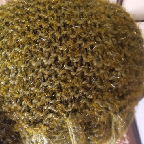 Hand-knitted wool poncho medium with silver threads
