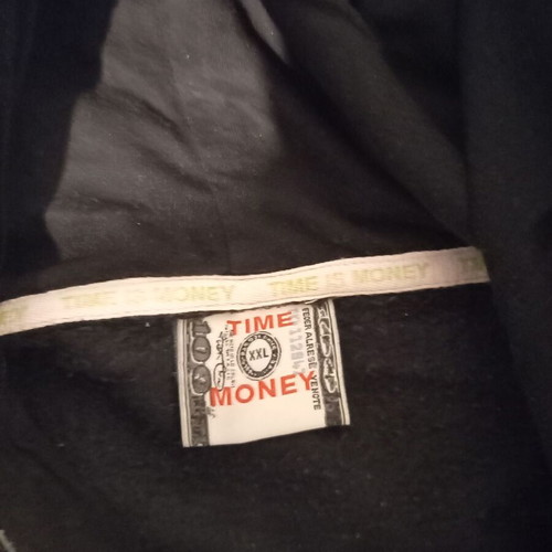 Time Iz Money hoodie sweatshirt like new, size XXL, black