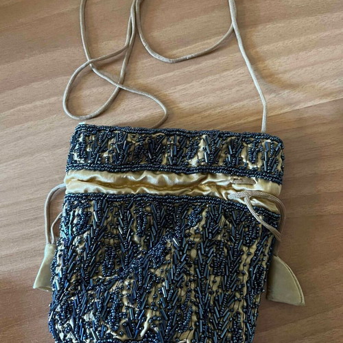 Vintage Indian Beaded Pouch Bag Satin Shoulder Bag New