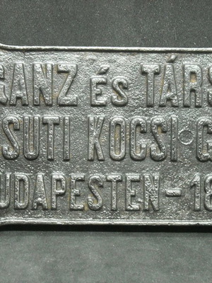 Metal sign used "Ergostasio Sidirodromikon Vagonion" Ganz 1884