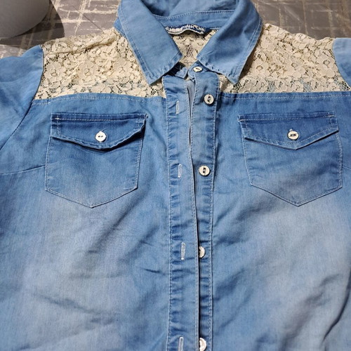 Denim shirt with lace used, size M, blue Pink Label