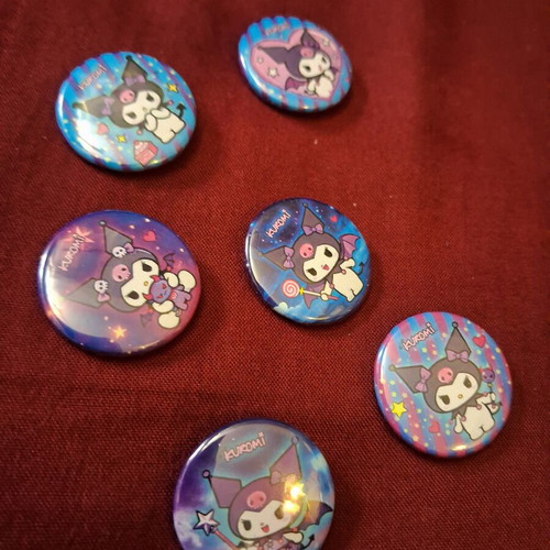 Kuromi pins new, set of 6, 2.5 cm diameter