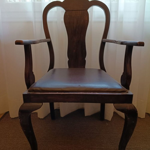 Queen Anne armchairs used, set of 2, wooden