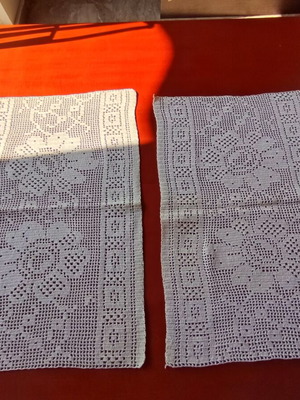 Set of 2 Handmade Crochet Doilies with Floral Vintage Design