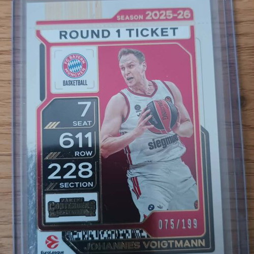 Johannes Voigtmann /199 Round 1 Ticket Bayern 2025-26 Panini Euroleague Contenders