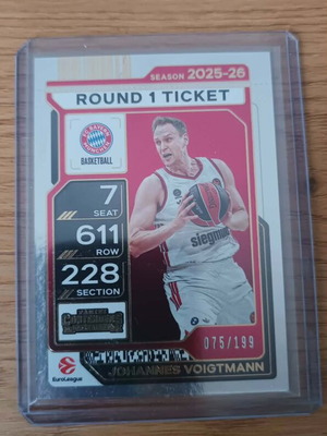 Johannes Voigtmann /199 Round 1 Ticket Bayern 2025-26 Panini Euroleague Contenders