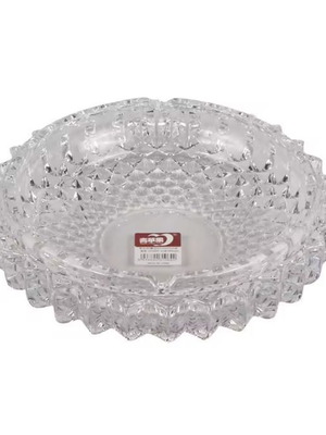 Glass Ashtray Round New, Diamond Pattern