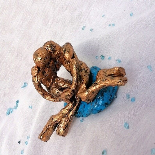 Papier Mache Couple Sculpture made to order with Bronze Paint