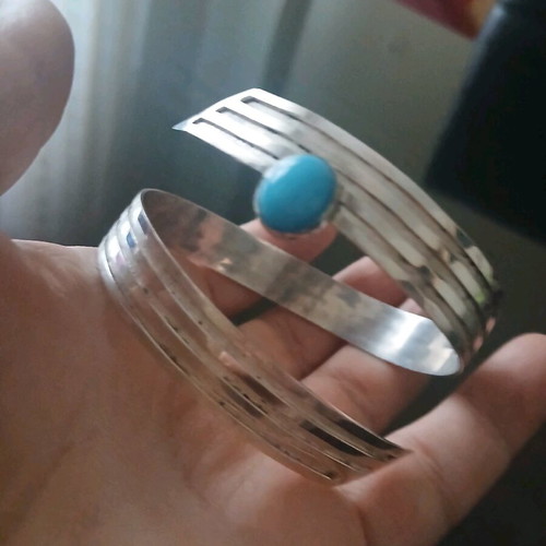 Large bracelet made of 1000 silver with turquoise like new