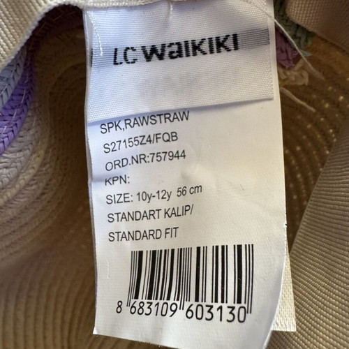 LC Waikiki kids straw fedora hat with pom-poms, 10-12 years, 56 cm