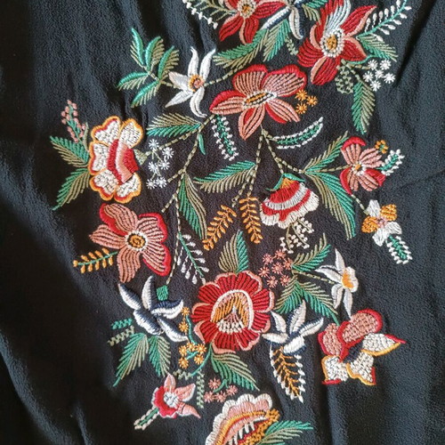 Marks and Spencer dress large with embroidery like new, black