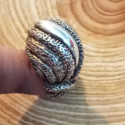 Silver 925 ring bombé hammered handmade, like new No. 54