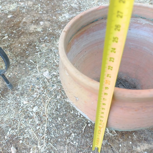 Clay and Plastic Flower Pots Used, Set of 6 with Metal Bases
