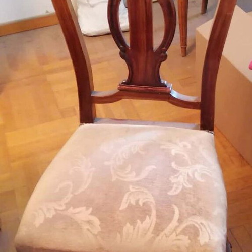 Dining table with 6 chairs used, classic lion paw, solid walnut