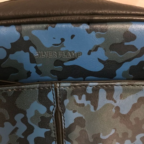Silver Frame men bag leather like new, black and blue
