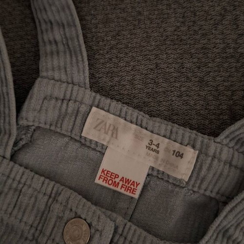 Zara corduroy salopette like new, size 3-4 years, gray and blue