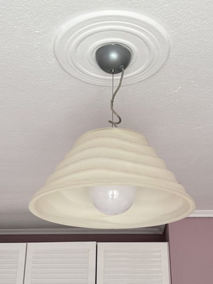 Opaline ceiling light like new, pastel yellow