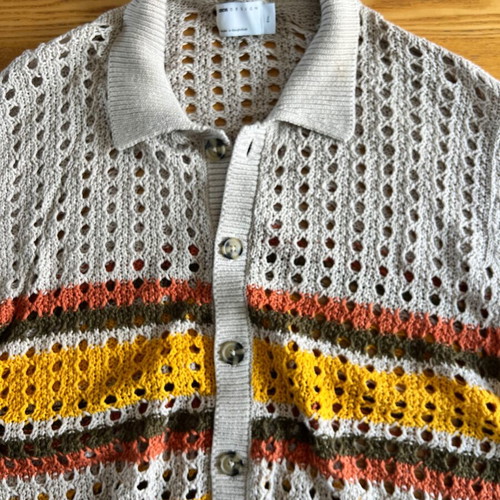 ASOS Design Crochet Knit Shirt 2XL, multicolor stripes