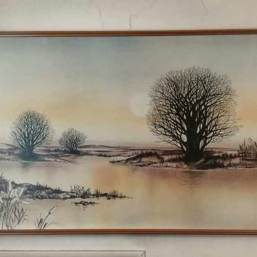 Print with wooden frame, size approx. 92x62, like new