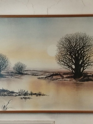 Print with wooden frame, size approx. 92x62, like new
