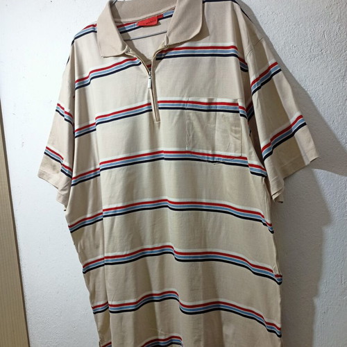San Marco vintage polo T-shirt 4XL like new, beige multicolor cotton