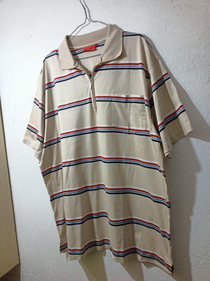 San Marco vintage polo T-shirt 4XL like new, beige multicolor cotton