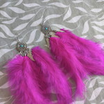 Feather earrings new, pink