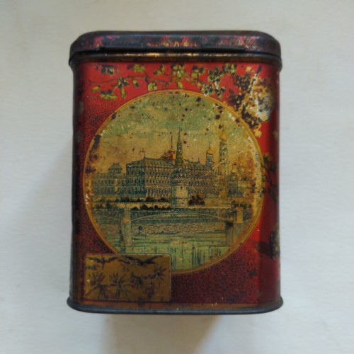 Rare antique tea box used, pre-revolutionary Tsarist Russia