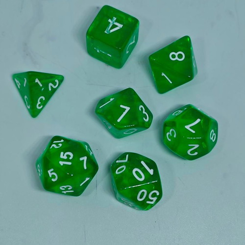 Set of 7 transparent dice for RPG and board games like new