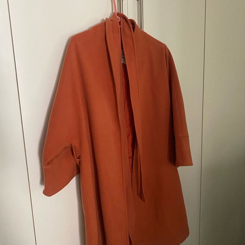 Moutaki coat with belt one size like new, orange terracotta