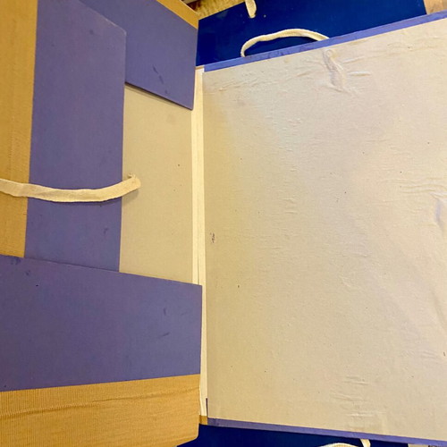 Hard file folders used, pack of 2, blue cardboard with ribbon